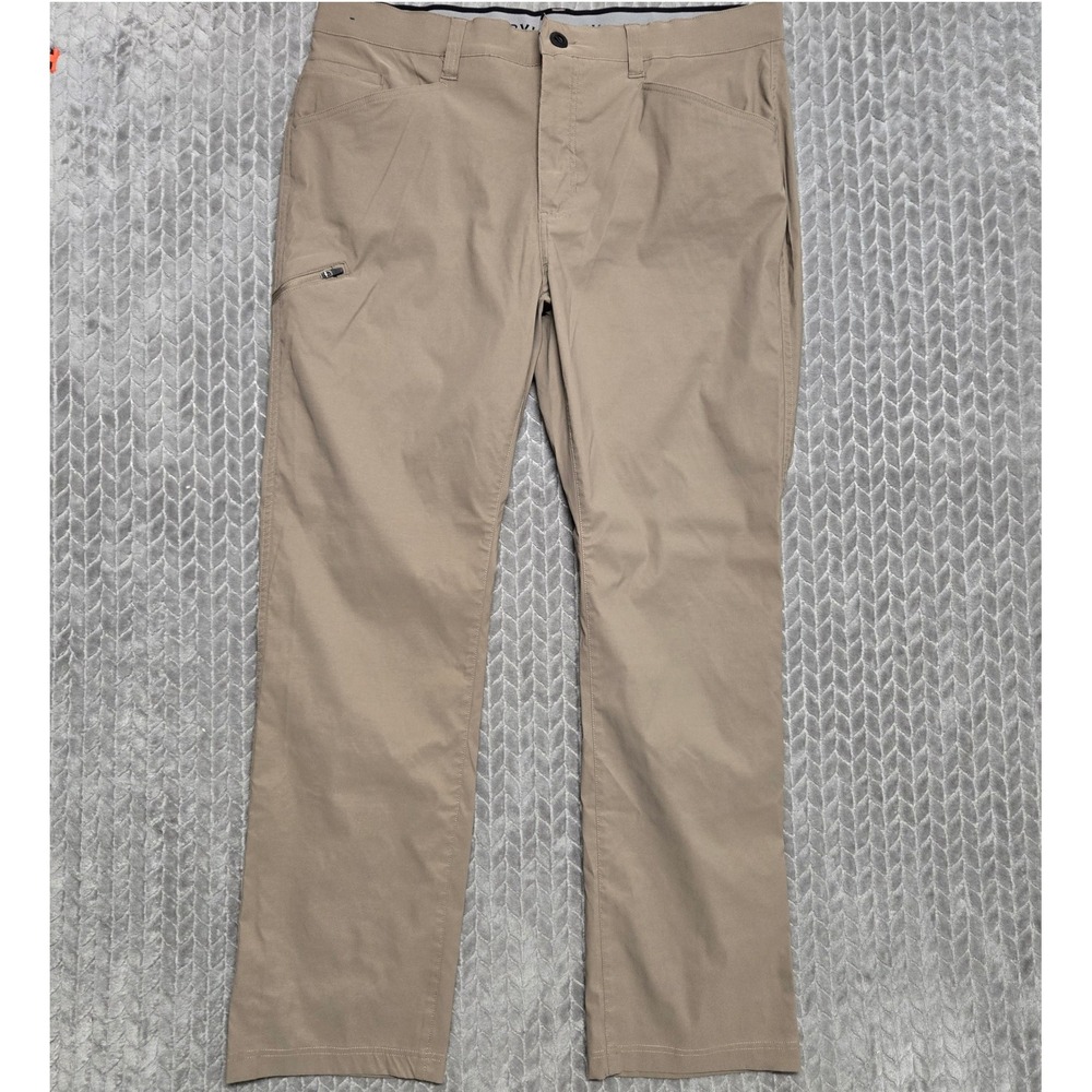 Orvis Mens Tech Performance Chino Pants 38x32 Khaki Tan Water Repellent Stretch